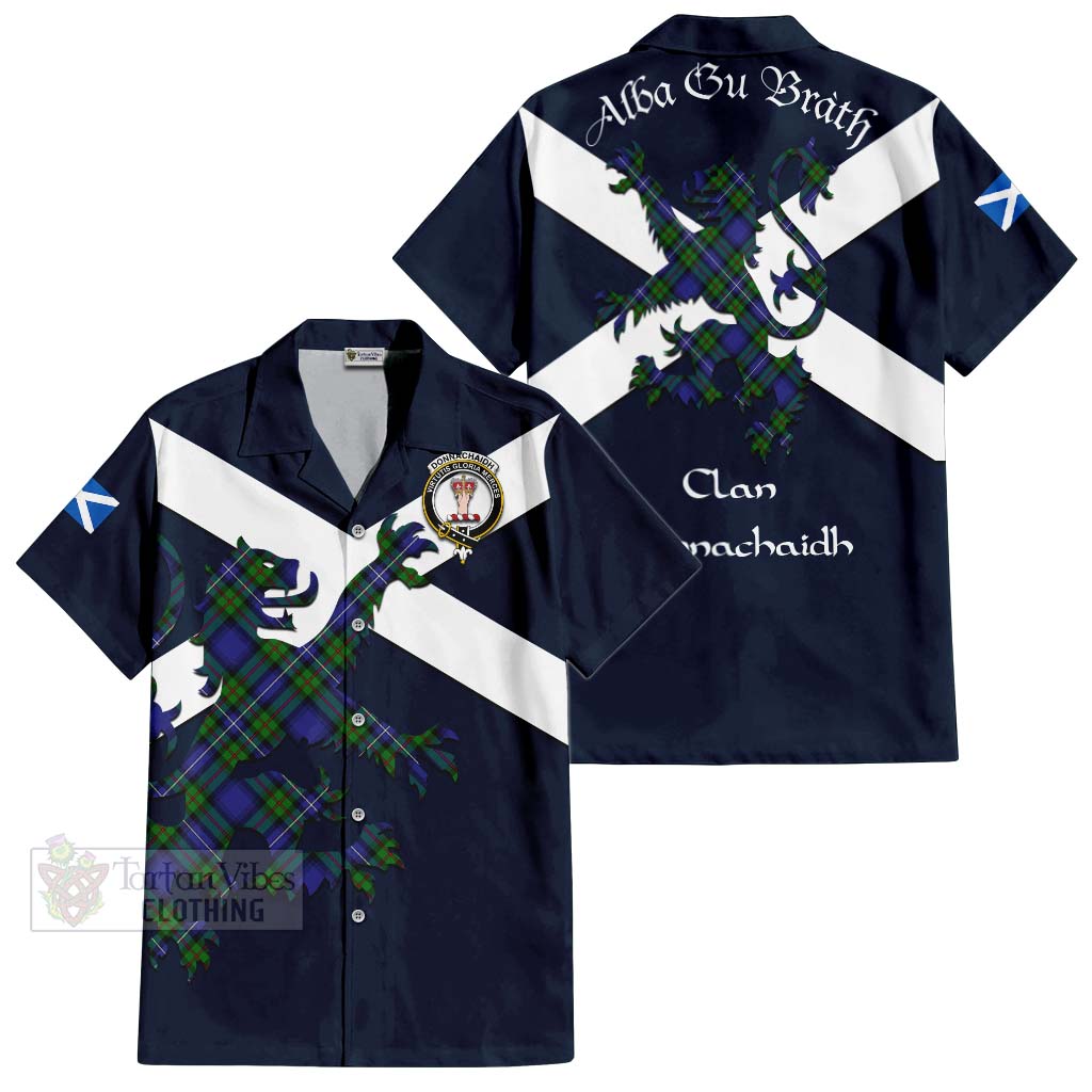 Tartan Vibes Clothing Donnachaidh Tartan Lion Rampant Short Sleeve Button Shirt – Proudly Display Your Heritage with Alba Gu Brath and Clan Name