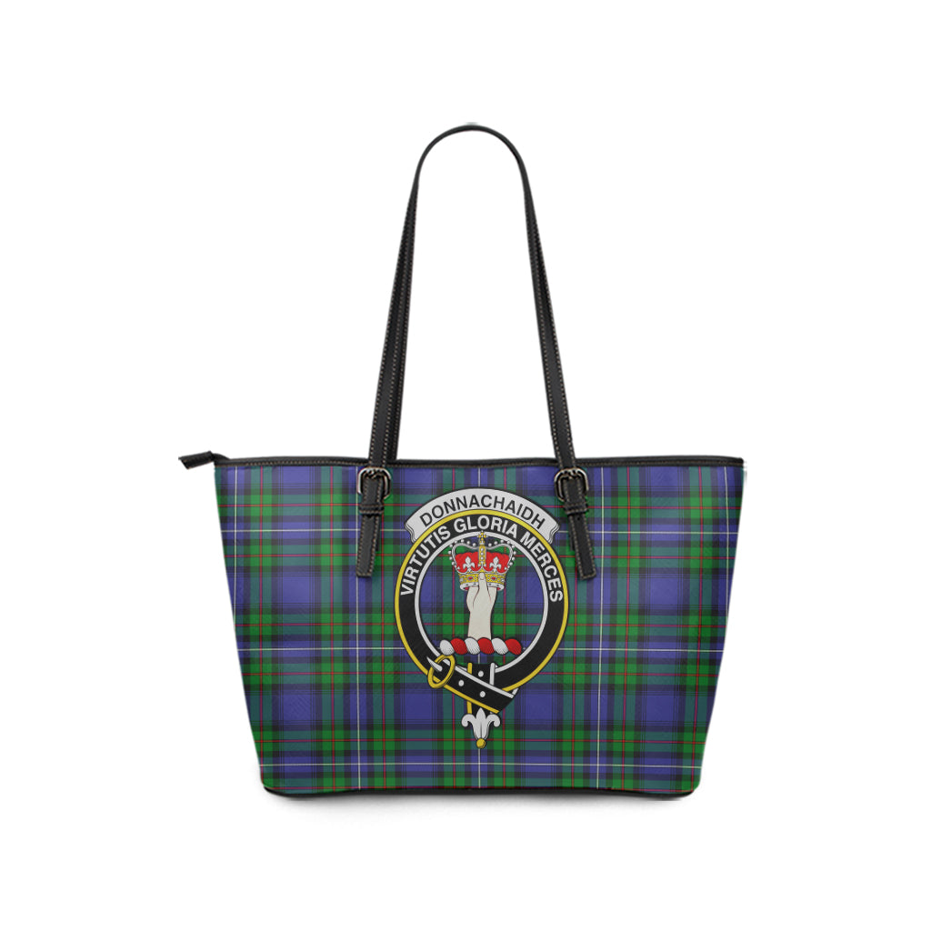 donnachaidh-tartan-leather-tote-bag-with-family-crest