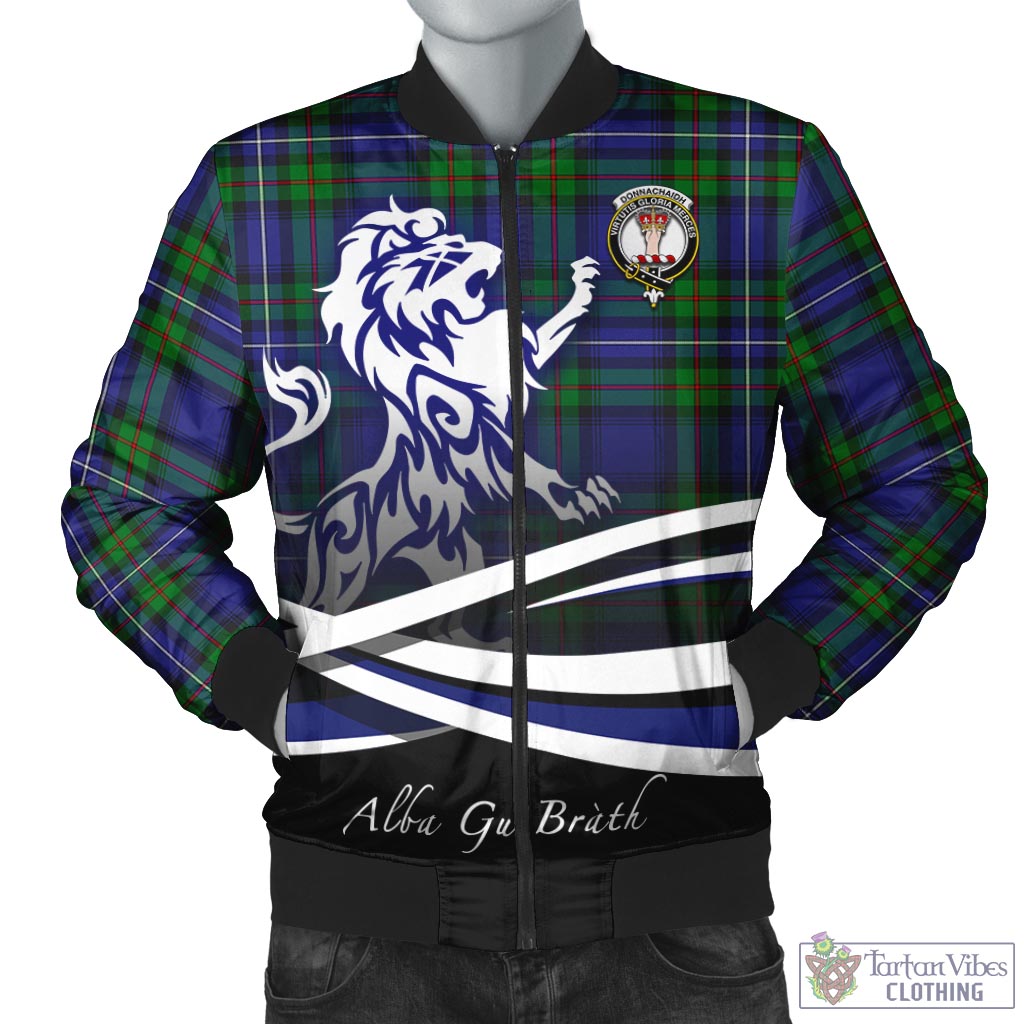 Tartan Vibes Clothing Donnachaidh Tartan Bomber Jacket with Alba Gu Brath Regal Lion Emblem
