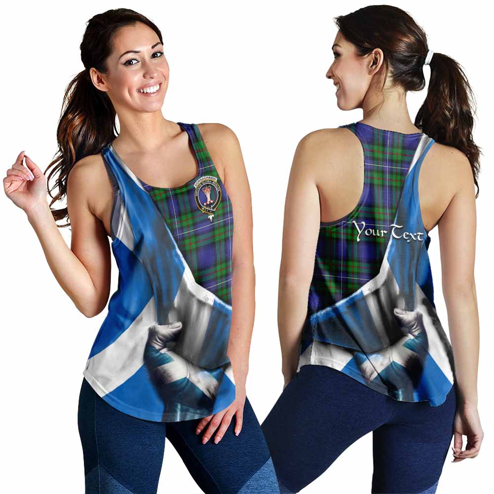 Tartan Vibes Clothing Donnachaidh Tartan Women's Racerback Tanks with Family Crest Scotland Patriotic Style