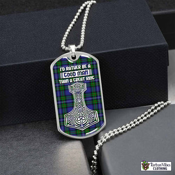 Donnachaidh Tartan Dog Tag Necklace Viking Mjolnir Style