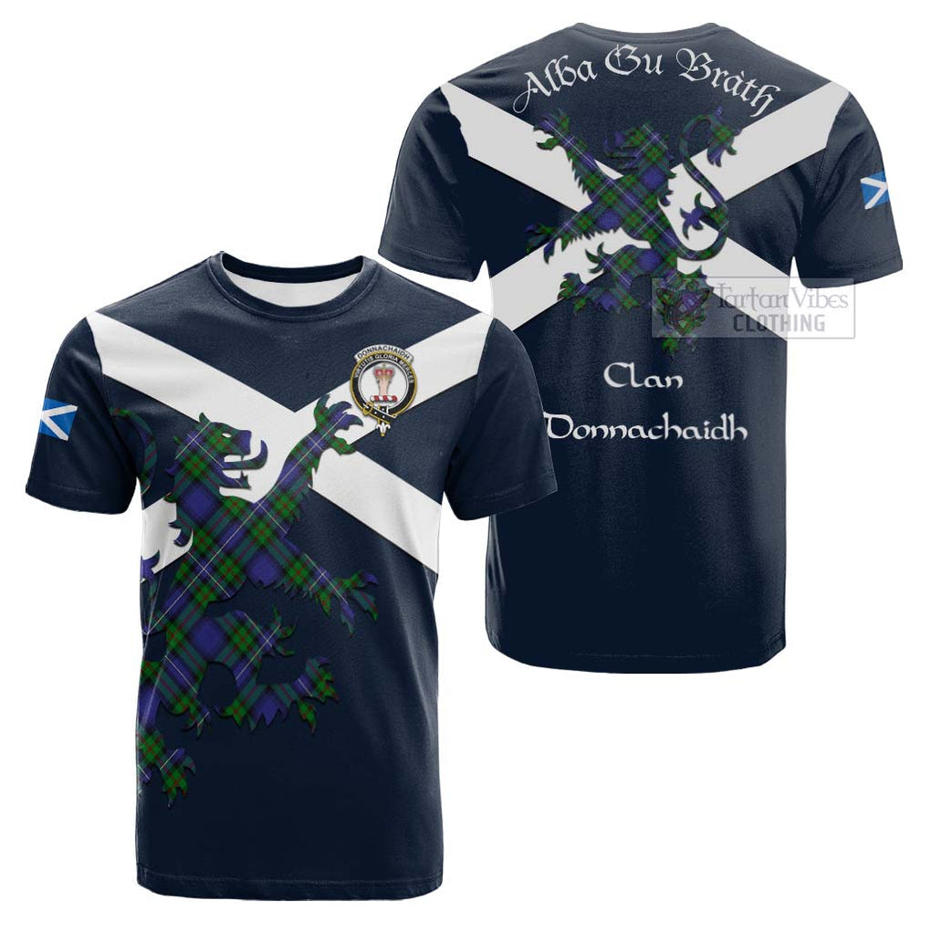 Tartan Vibes Clothing Donnachaidh Tartan Lion Rampant Cotton T-shirt – Proudly Display Your Heritage with Alba Gu Brath and Clan Name