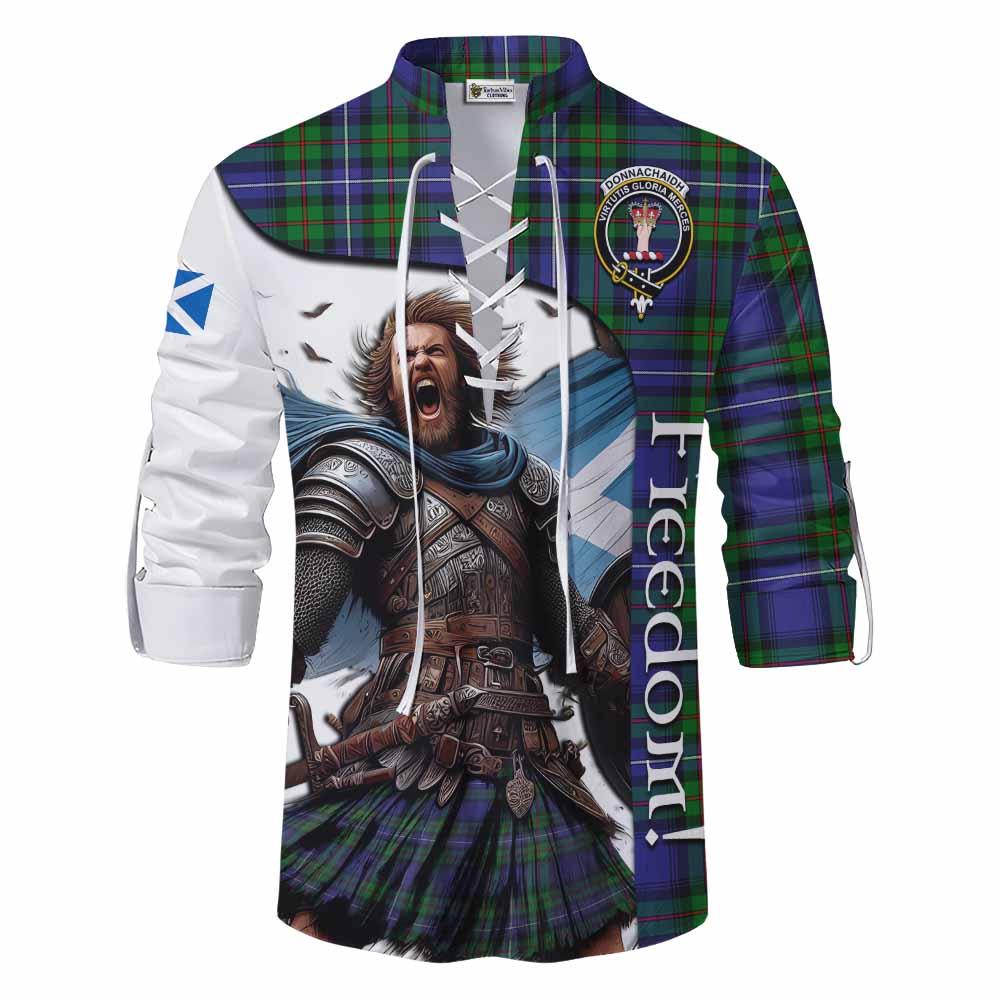 Tartan Vibes Clothing Donnachaidh Crest Tartan Ghillie Kilt Shirt Inspired by the Freedom of Scottish Warrior