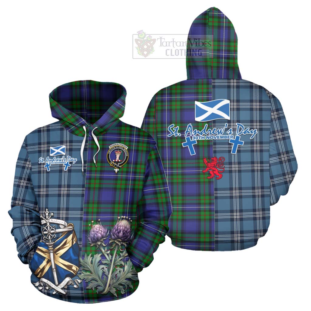 Tartan Vibes Clothing Donnachaidh Tartan Hoodie Happy St. Andrew's Day Half Tartan Style