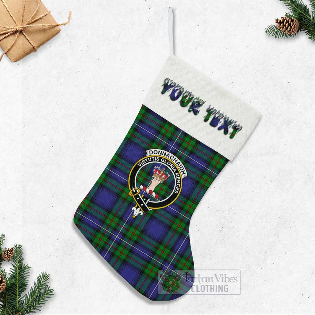 Tartan Vibes Clothing Donnachaidh Tartan Family Crest Christmas Stocking with Personalized Text