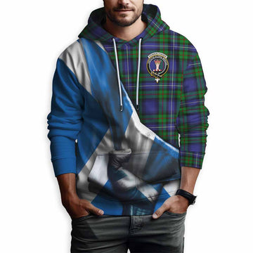 Donnachaidh Tartan Hoodie with Family Crest Scotland Patriotic Style