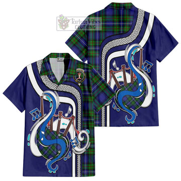 Donnachaidh Tartan Short Sleeve Button Shirt with Epic Bagpipe Style