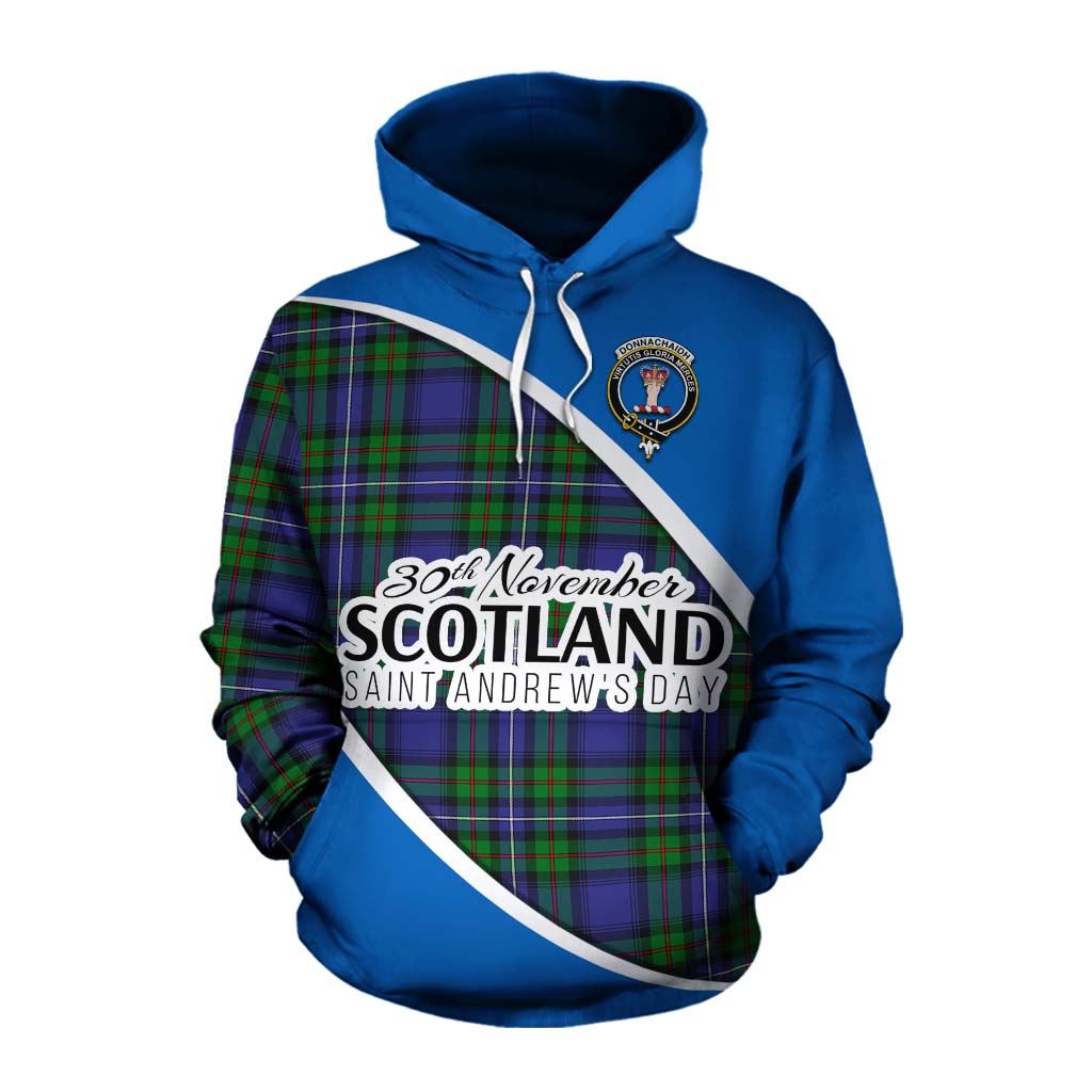 Tartan Vibes Clothing Donnachaidh Family Crest Tartan Cotton Hoodie Celebrate Saint Andrew's Day in Style