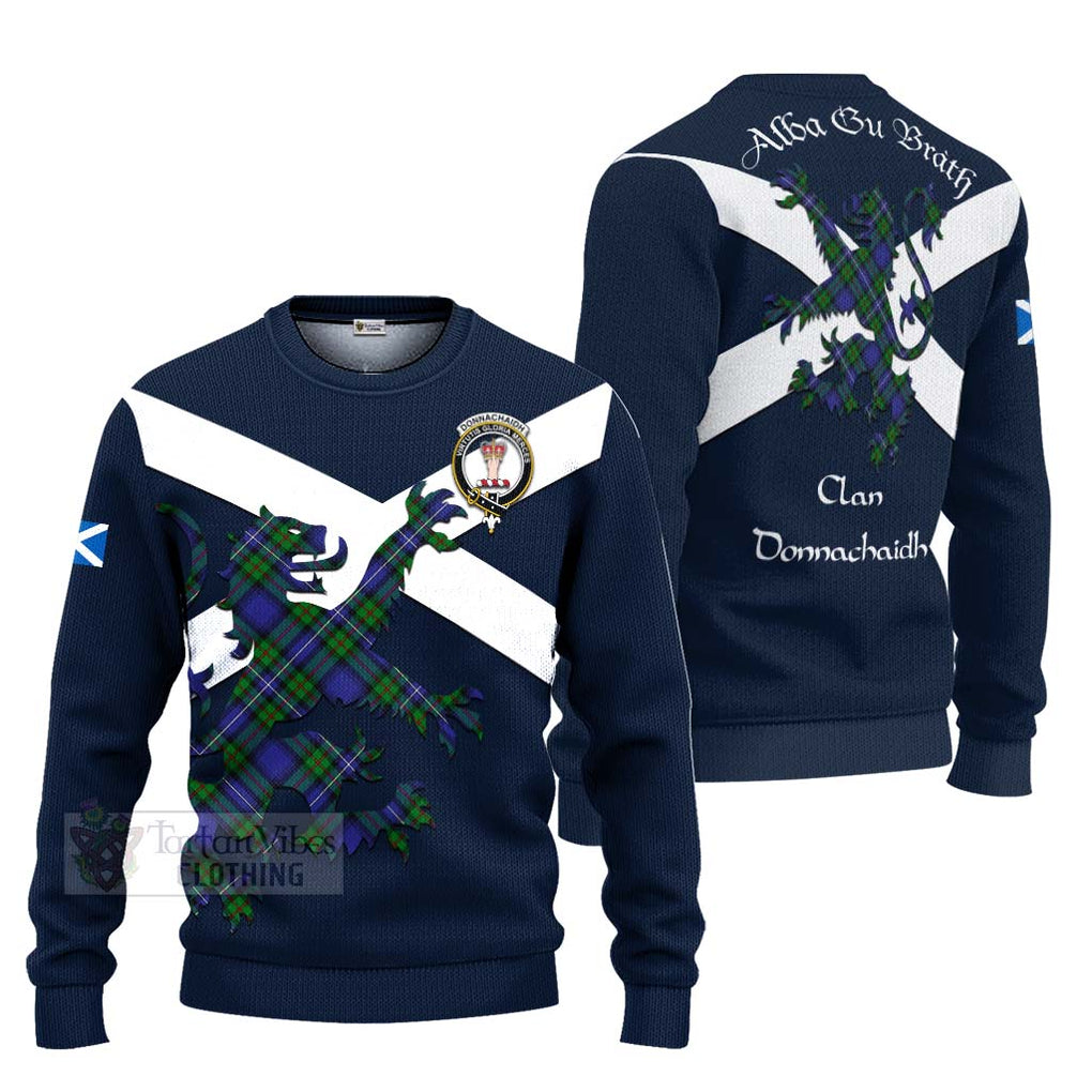 Tartan Vibes Clothing Donnachaidh Tartan Lion Rampant Knitted Sweater – Proudly Display Your Heritage with Alba Gu Brath and Clan Name