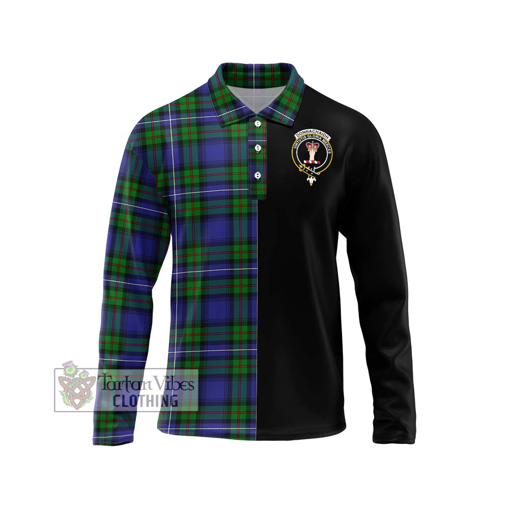 Donnachaidh Tartan Long Sleeve Polo Shirt with Family Crest and Half Of Me Style Unisex - Tartanvibesclothing Shop