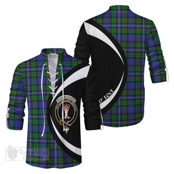 Donnachaidh Tartan Ghillie Kilt Shirt with Family Crest Circle Style