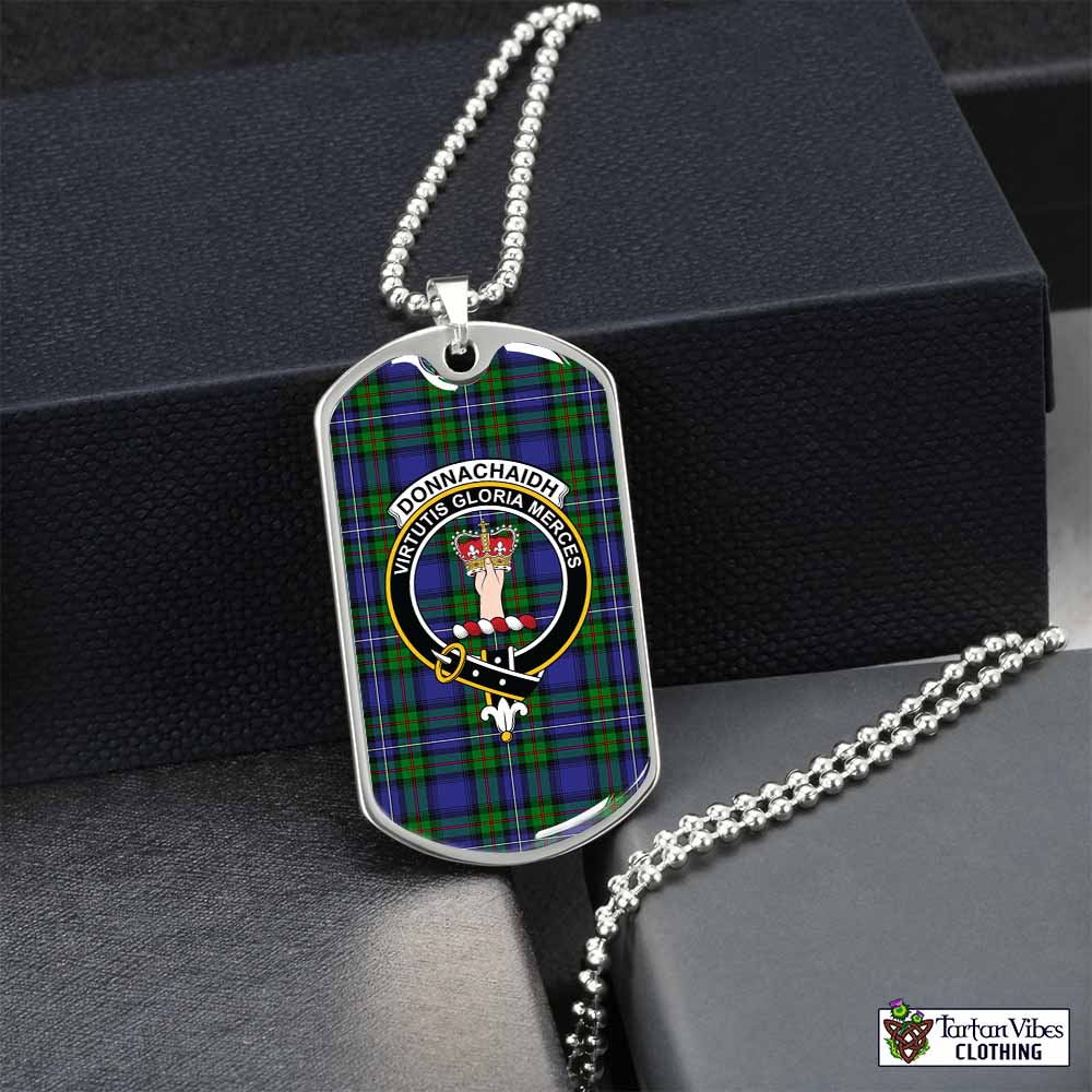 Tartan Vibes Clothing Donnachaidh Tartan Dog Tag Necklace with Family Crest