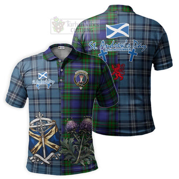 Donnachaidh Tartan Polo Shirt Happy St. Andrew's Day Half Tartan Style