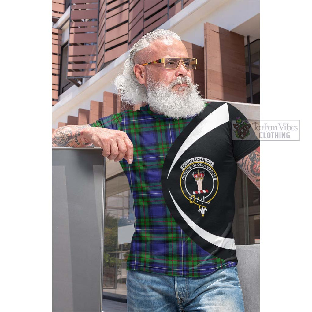 Tartan Vibes Clothing Donnachaidh Tartan Cotton T-shirt with Family Crest Circle Style