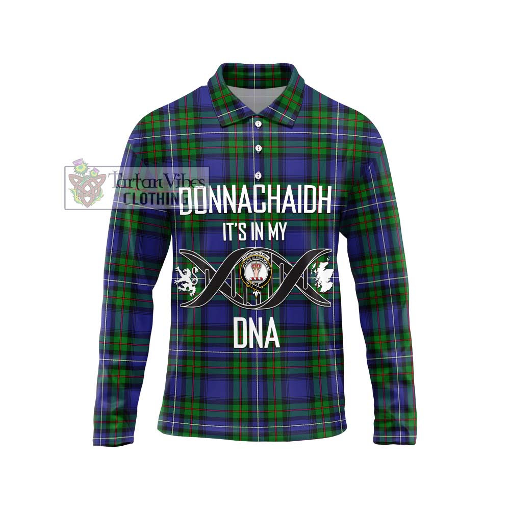 Donnachaidh Tartan Long Sleeve Polo Shirt with Family Crest DNA In Me Style Unisex - Tartanvibesclothing Shop