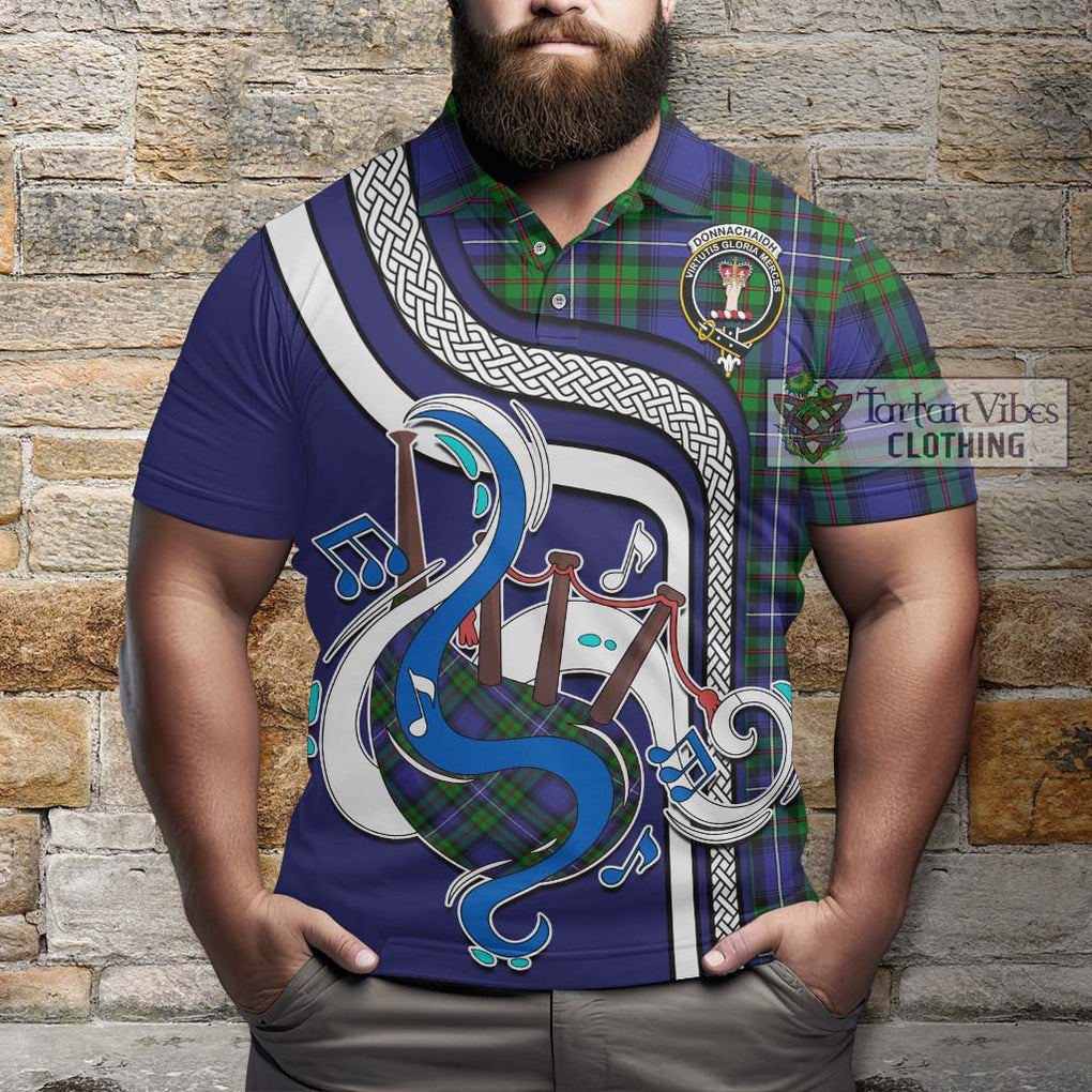 Tartan Vibes Clothing Donnachaidh Tartan Polo Shirt with Epic Bagpipe Style