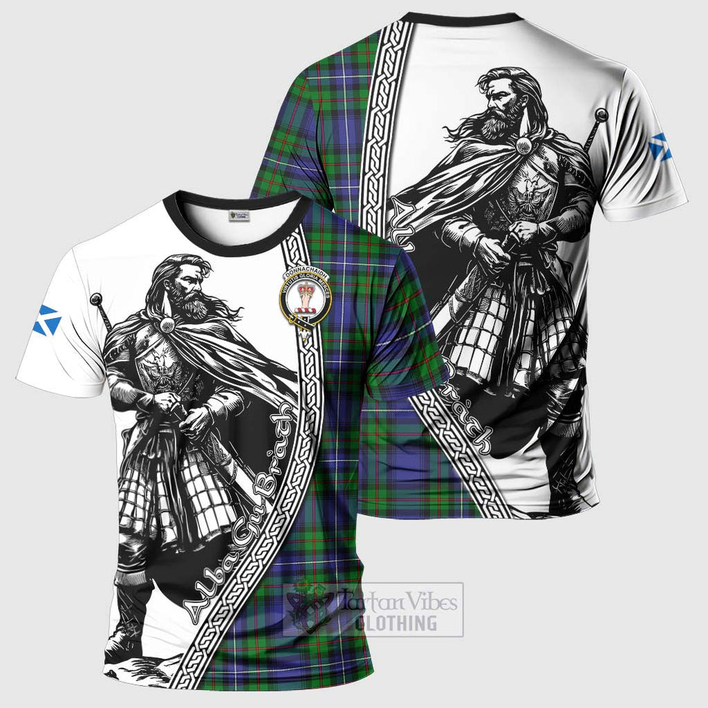 Tartan Vibes Clothing Donnachaidh Tartan Clan Crest T-Shirt with Highlander Warrior Celtic Style