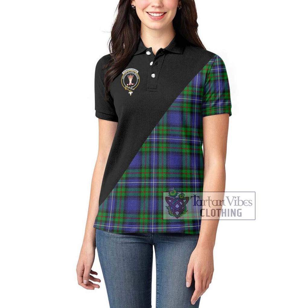 Donnachaidh Tartan Women's Polo Shirt with Family Crest and Military Logo Style - Tartanvibesclothing Shop