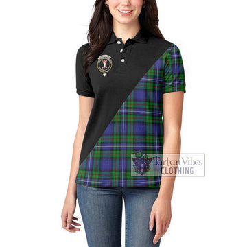 Donnachaidh Tartan Women's Polo Shirt with Family Crest and Military Logo Style