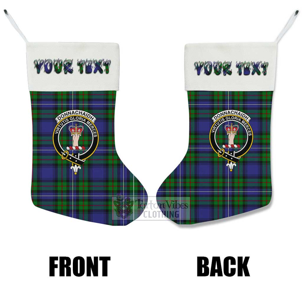 Tartan Vibes Clothing Donnachaidh Tartan Family Crest Christmas Stocking with Personalized Text