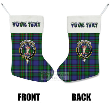 Donnachaidh Tartan Family Crest Christmas Stocking with Personalized Text