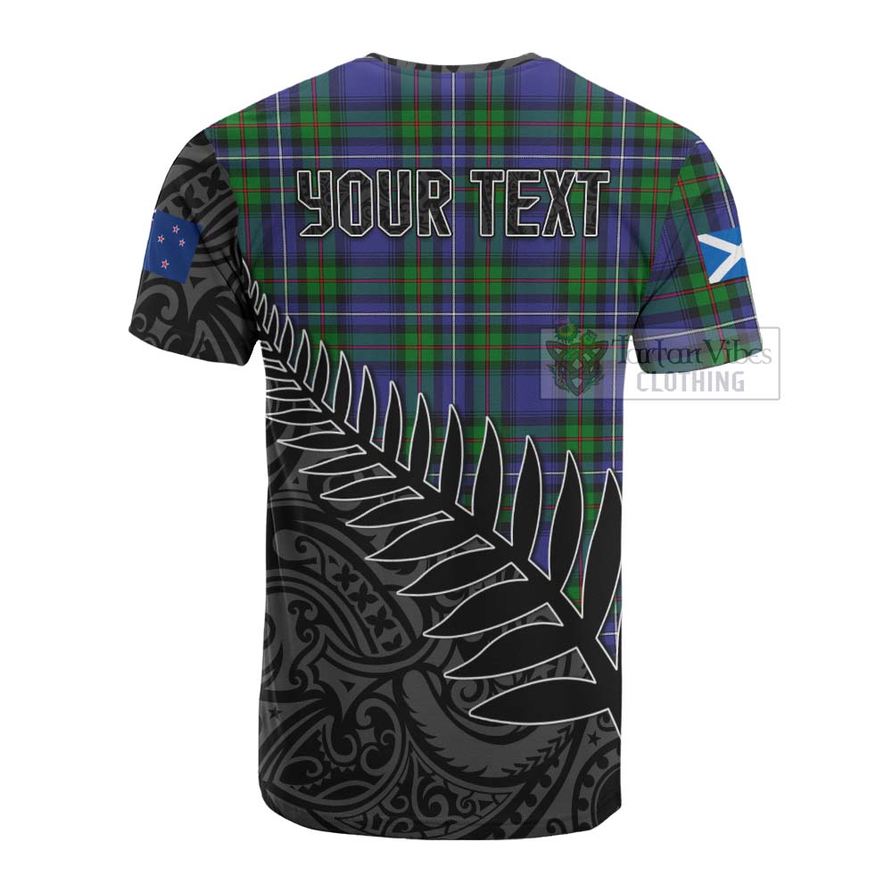 Tartan Vibes Clothing Donnachaidh Crest Tartan Cotton T-shirt with New Zealand Silver Fern Half Style