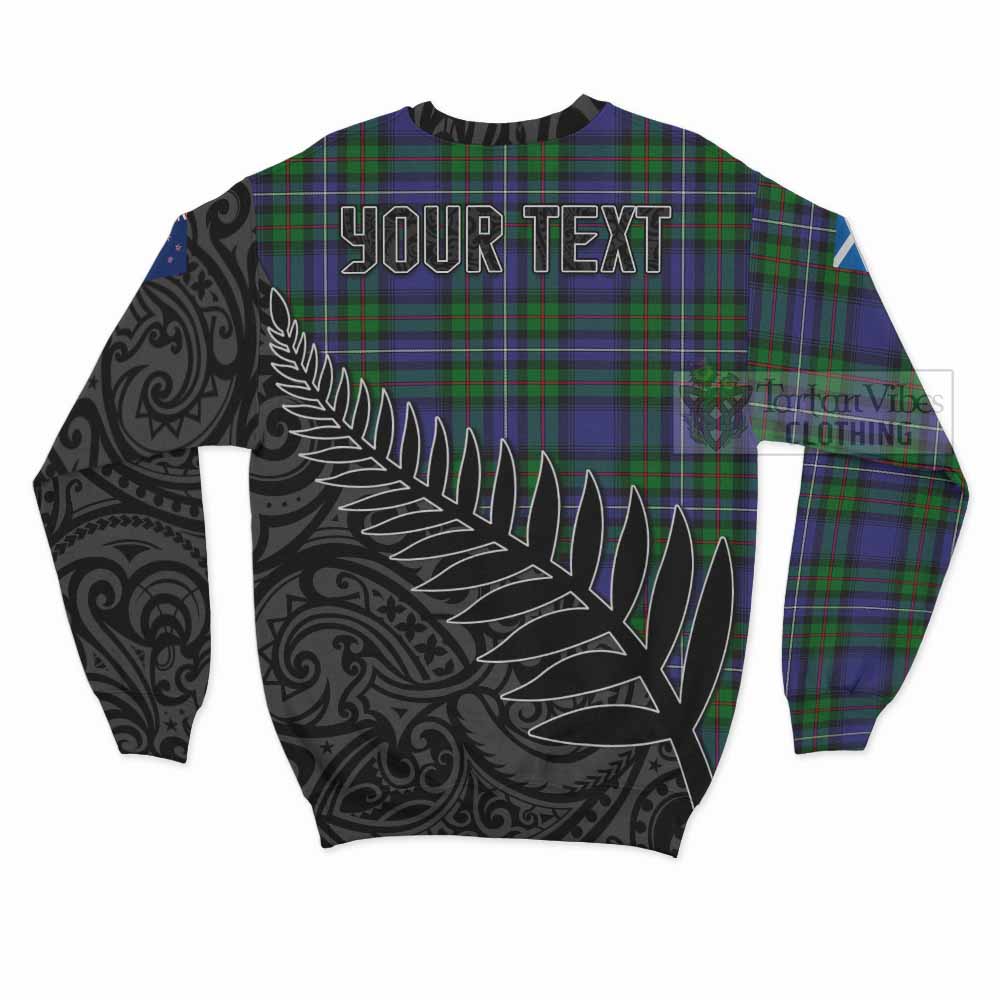 Tartan Vibes Clothing Donnachaidh Crest Tartan Sweatshirt with New Zealand Silver Fern Half Style