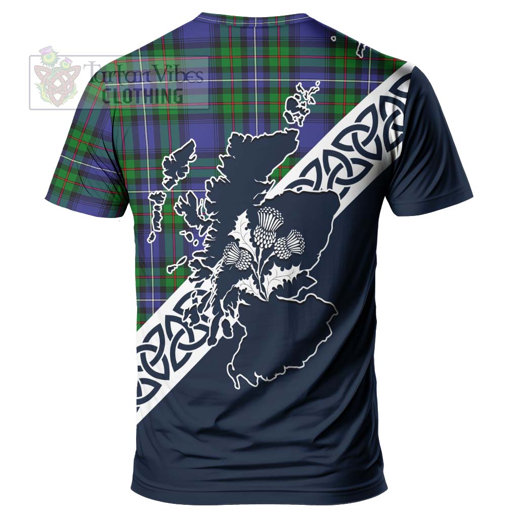 Donnachaidh Tartan T-Shirt Featuring Thistle and Scotland Map