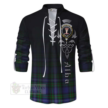 Donnachaidh Tartan Ghillie Kilt Shirt Featuring Alba Gu Brath Family Crest Celtic Inspired