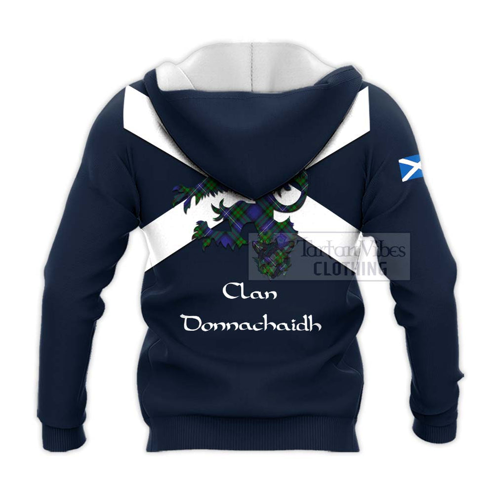 Tartan Vibes Clothing Donnachaidh Tartan Lion Rampant Knitted Hoodie – Proudly Display Your Heritage with Alba Gu Brath and Clan Name