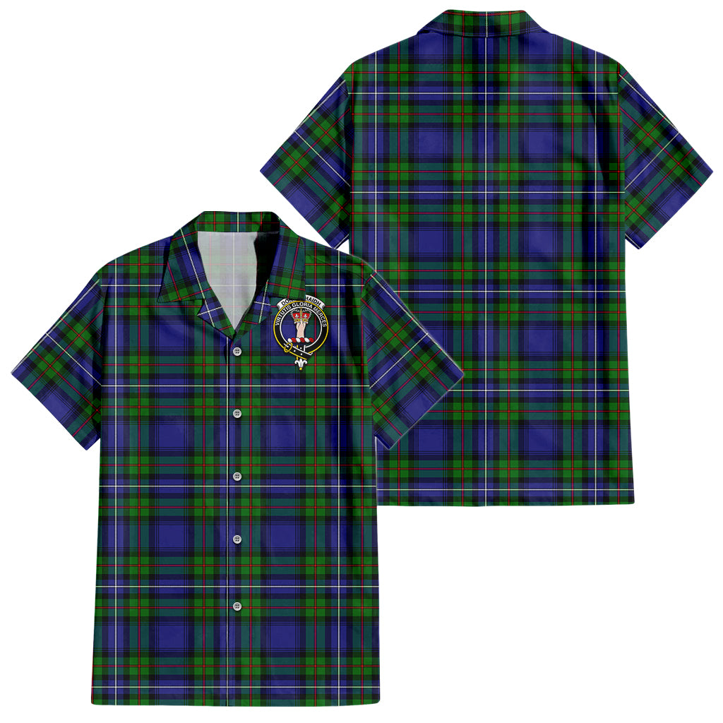 donnachaidh-tartan-short-sleeve-button-down-shirt-with-family-crest