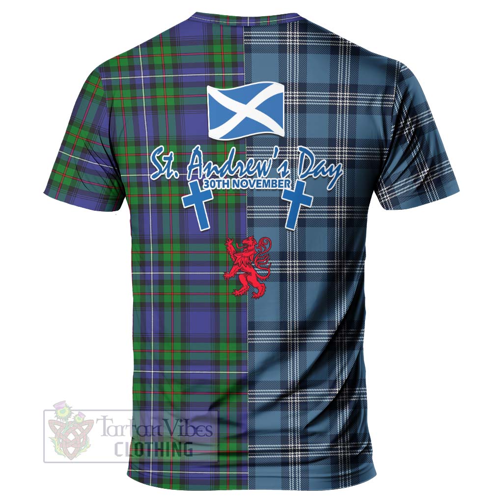 Tartan Vibes Clothing Donnachaidh Tartan T-Shirt Happy St. Andrew's Day Half Tartan Style