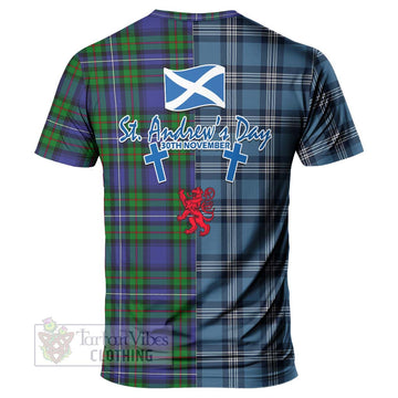 Donnachaidh Tartan T-Shirt Happy St. Andrew's Day Half Tartan Style