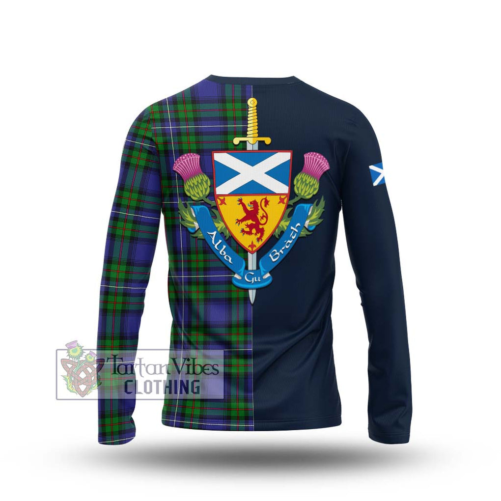 Tartan Vibes Clothing Donnachaidh Tartan Long Sleeve T-Shirt with Scottish Lion Royal Arm Half Style