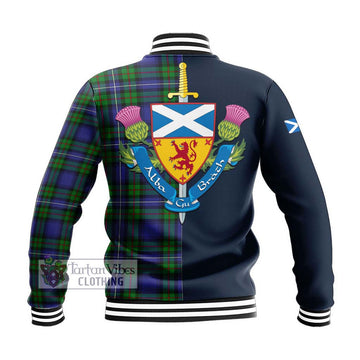 Donnachaidh Tartan Baseball Jacket Alba with Scottish Lion Royal Arm Half Style