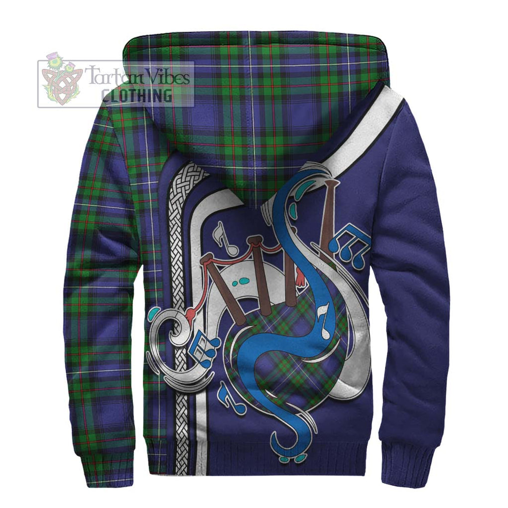 Donnachaidh Tartan Sherpa Hoodie with Epic Bagpipe Style - Tartanvibesclothing Shop