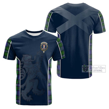 Donnachaidh Tartan Cotton T-shirt with Family Crest and Lion Rampant Vibes Sport Style