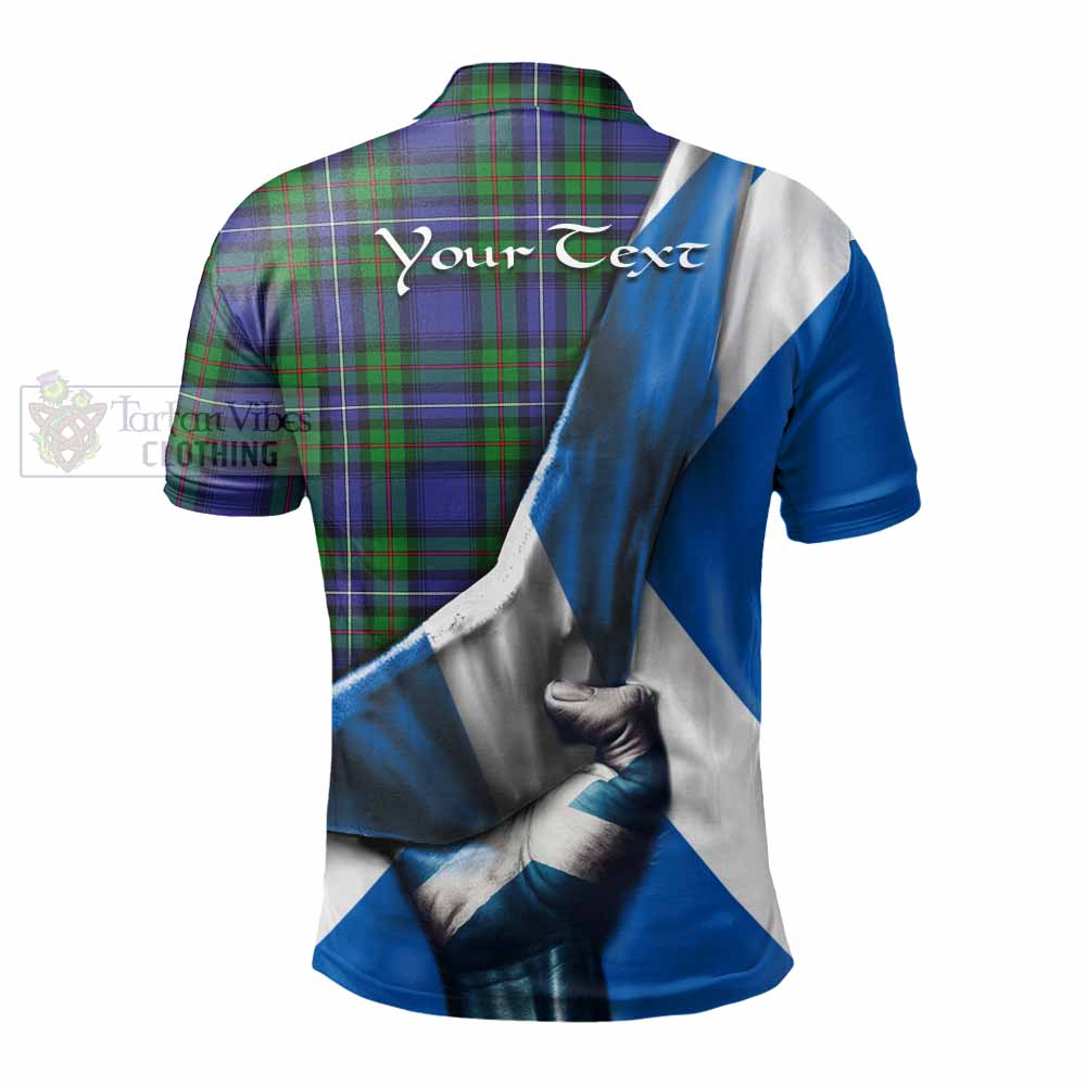 Tartan Vibes Clothing Donnachaidh Tartan Polo Shirt with Family Crest Scotland Patriotic Style