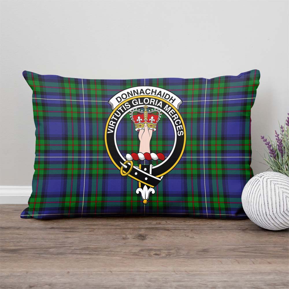 Donnachaidh Tartan Pillow Cover with Family Crest Rectangle Pillow Cover - Tartanvibesclothing