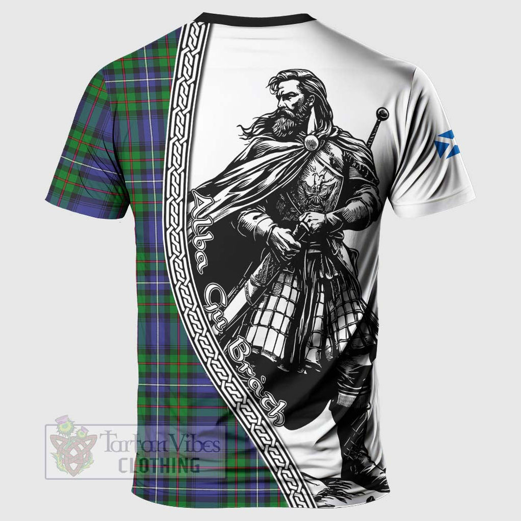 Tartan Vibes Clothing Donnachaidh Tartan Clan Crest T-Shirt with Highlander Warrior Celtic Style