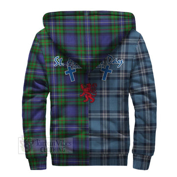 Donnachaidh Tartan Sherpa Hoodie Happy St. Andrew's Day Half Tartan Style