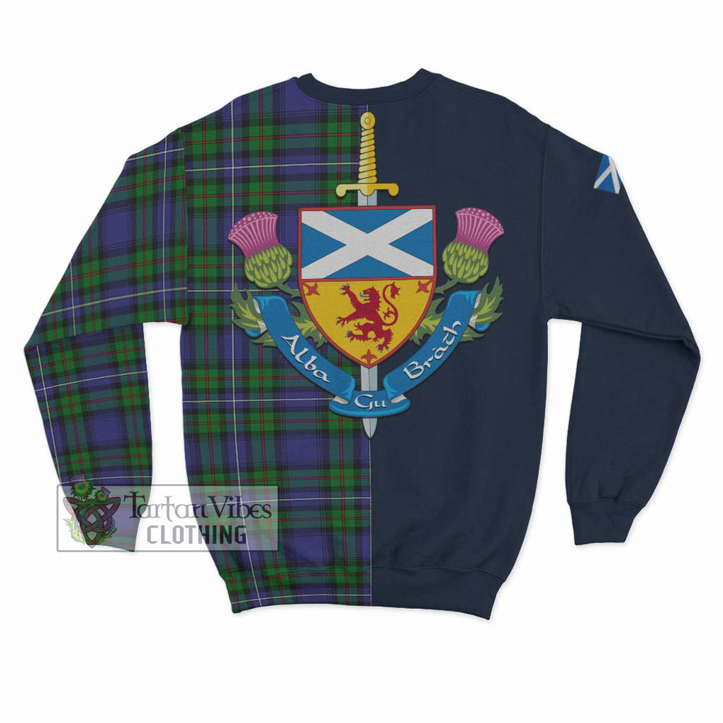 Tartan Vibes Clothing Donnachaidh Tartan Sweatshirt with Scottish Lion Royal Arm Half Style