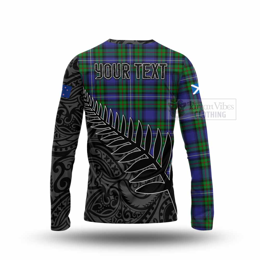 Tartan Vibes Clothing Donnachaidh Crest Tartan Long Sleeve T-Shirt with New Zealand Silver Fern Half Style