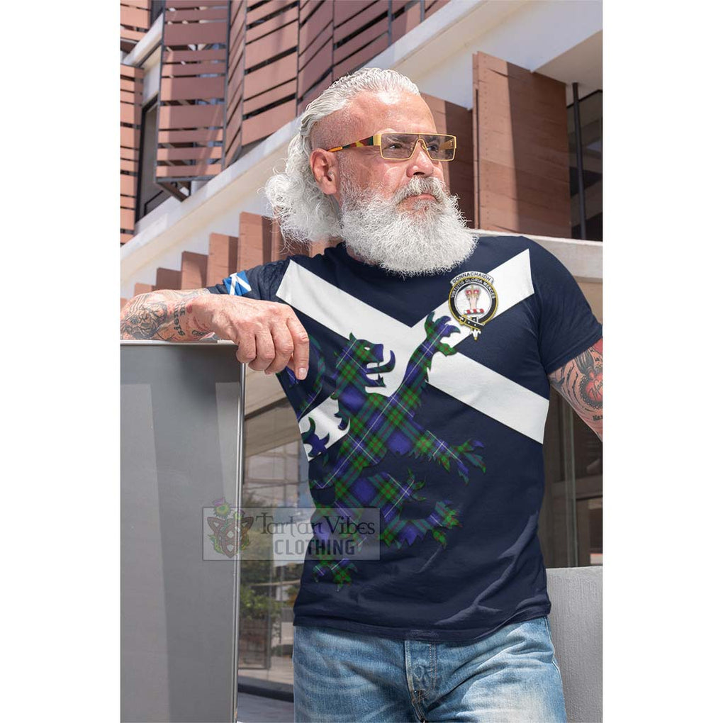 Tartan Vibes Clothing Donnachaidh Tartan Lion Rampant Cotton T-shirt – Proudly Display Your Heritage with Alba Gu Brath and Clan Name