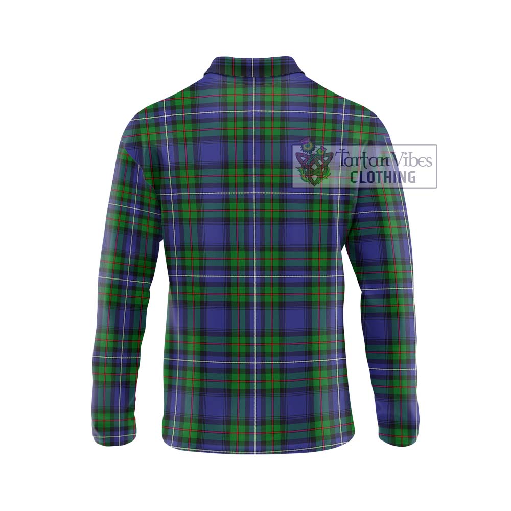 Donnachaidh Tartan Long Sleeve Polo Shirt with Family Crest DNA In Me Style - Tartanvibesclothing Shop