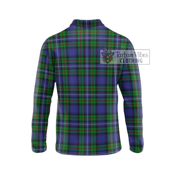 Donnachaidh Tartan Long Sleeve Polo Shirt with Family Crest DNA In Me Style