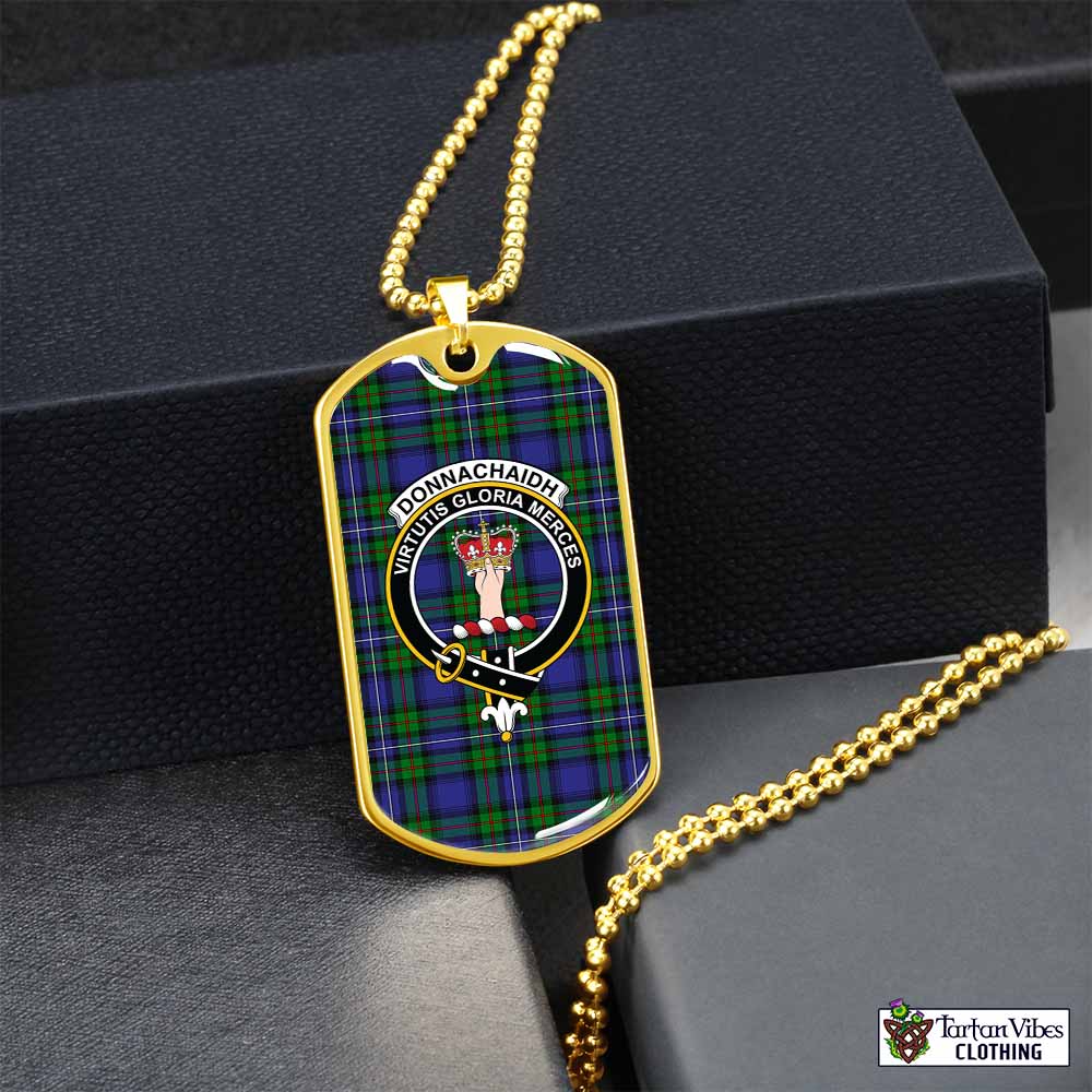 Tartan Vibes Clothing Donnachaidh Tartan Dog Tag Necklace with Family Crest