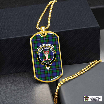 Donnachaidh Tartan Dog Tag Necklace with Family Crest