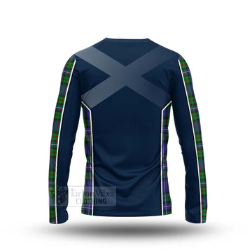 Donnachaidh Tartan Long Sleeve T-Shirt with Family Crest and Scottish Thistle Vibes Sport Style