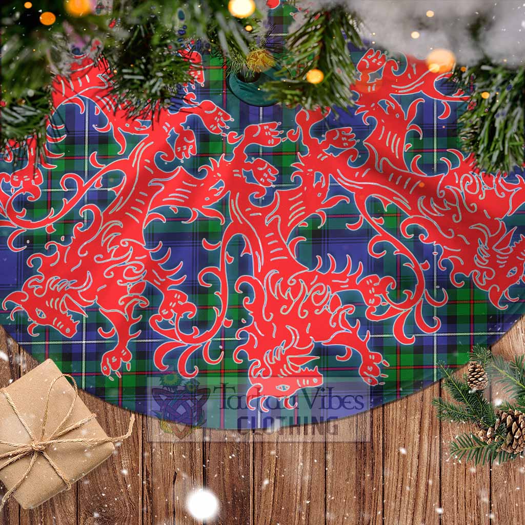 Tartan Vibes Clothing Donnachaidh Tartan Christmas Tree Skirt Lion Rampant Style